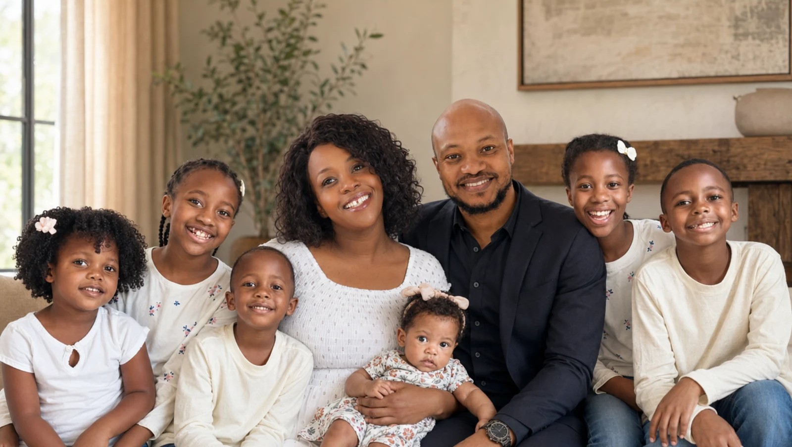 Annie Chitate with her husband Joel and their six children